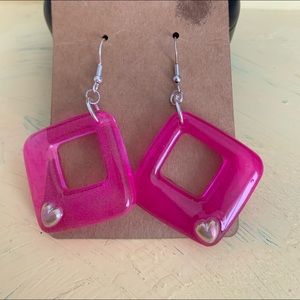 Pink square with heart decoration Sold